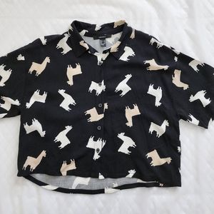 Cropped Llama Button Up Shirt (M)
